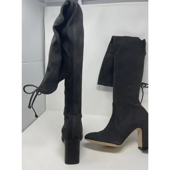 Stuart Weitzman Tipland Gray Suede Over the Knee-High Boots 9.5 - Picture 8 of 15